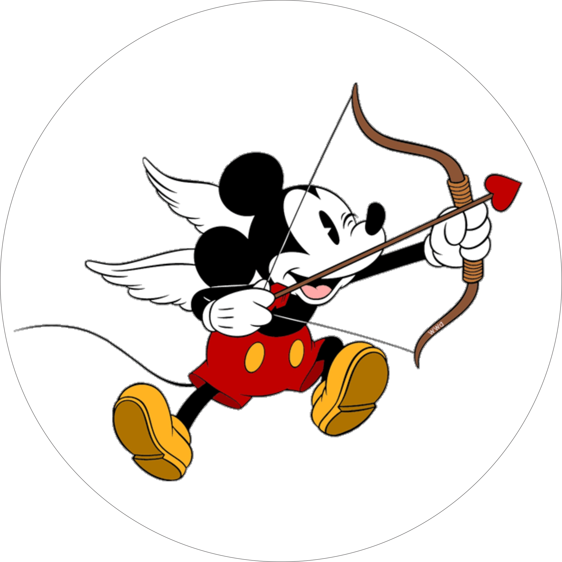 Painel Tecido Redondo Mickey Cupido